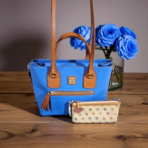 Dooney & Bourke Cobalt Blue NWOTS and Tan Shoulder Bag w/Wallet & Dusty - Picture 16 of 16